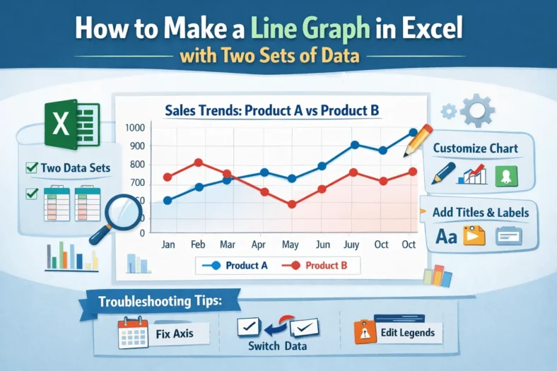 featured image - how to make a line graph in excel with two sets of data