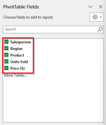 Making Use of a PivotTable to Calculate the Total Sales