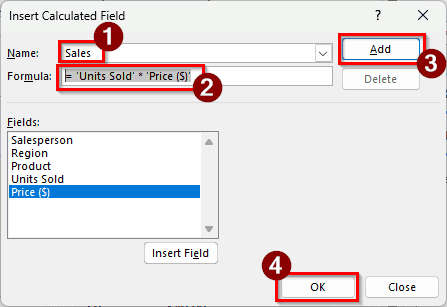 Making Use of a PivotTable to Calculate the Total Sales