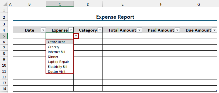 Steps to Create an Expense Report in Excel