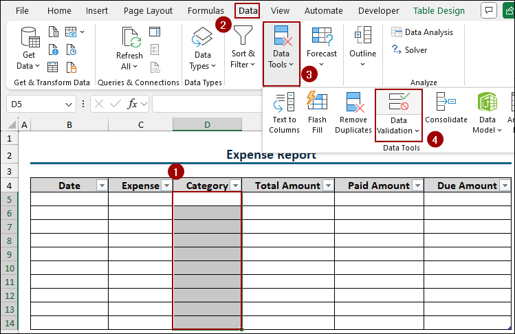 Steps to Create an Expense Report in Excel