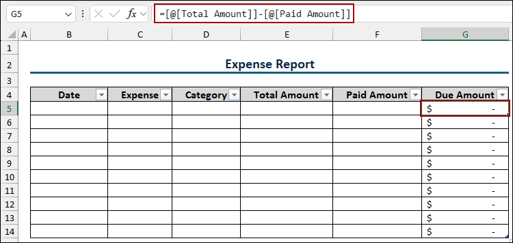 Steps to Create an Expense Report in Excel