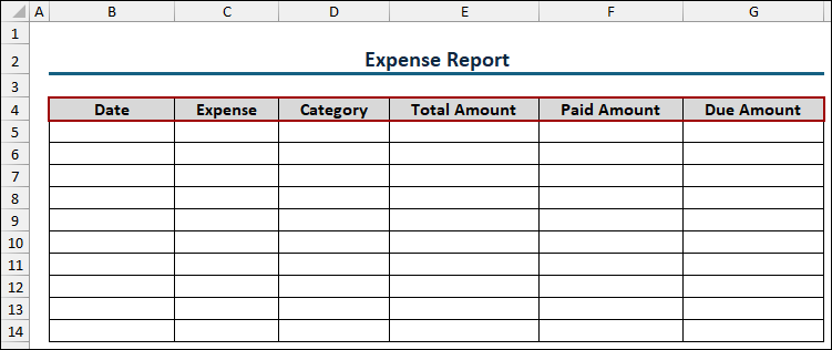 Steps to Create an Expense Report in Excel
