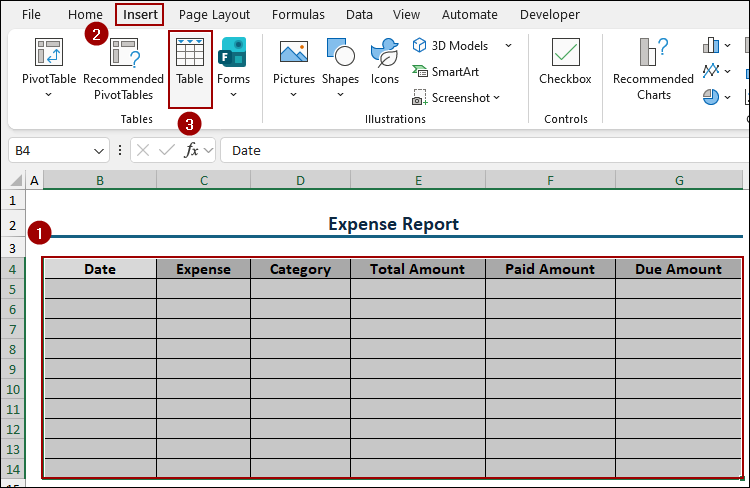 Steps to Create an Expense Report in Excel