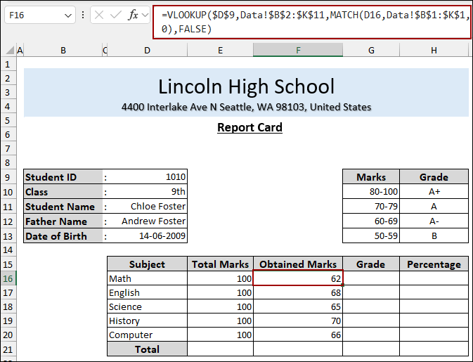 Steps to Make a Report Card in Excel
