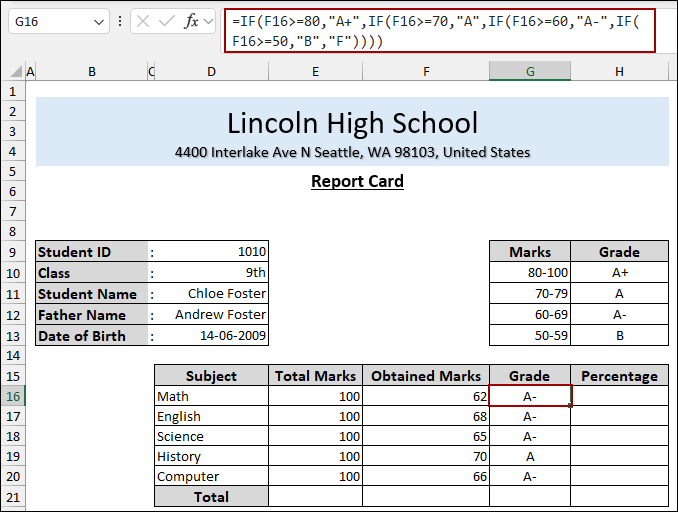 Steps to Make a Report Card in Excel