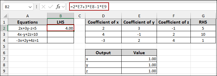 Using Solver to Find the Equation Values of X, Y, and Z