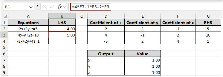 Using Solver to Find the Equation Values of X, Y, and Z