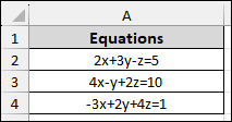Solving Linear Equations Using MINVERSE and MMULT Functions in Excel