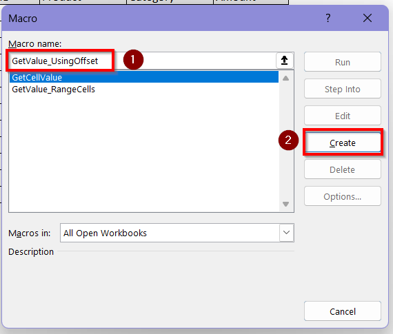 Apply Offset Property to Get Cell Values Using Relative Positioning