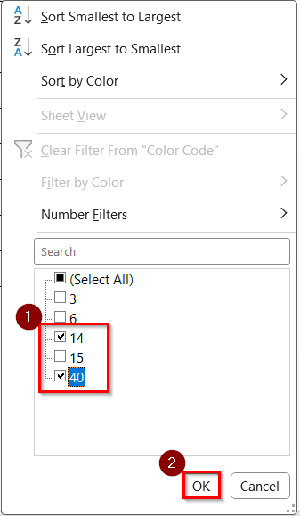 Using Color Code to Filter by Multiple Colors in Excel