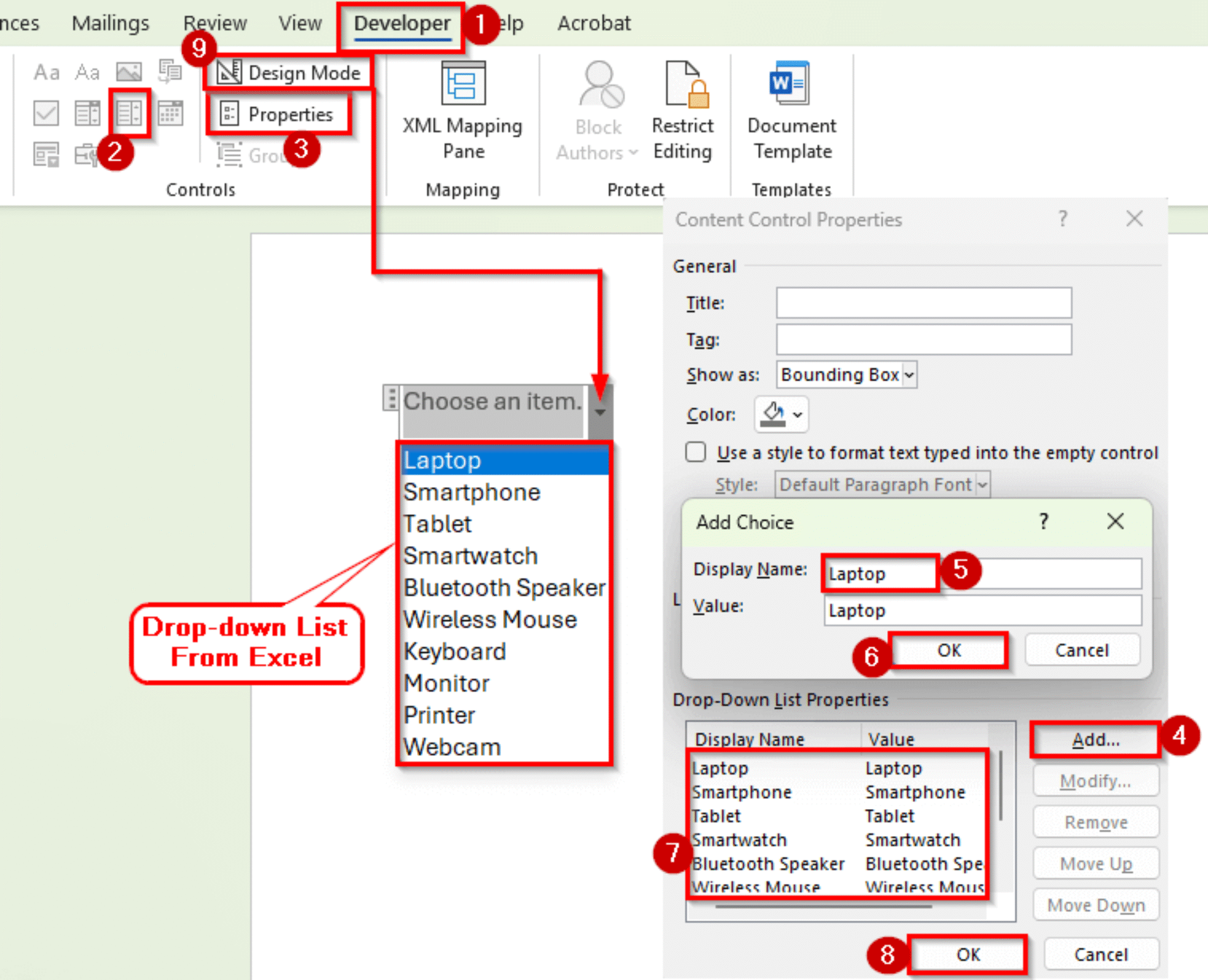 How to Add a Drop-Down List in Word from Excel - Excel Insider