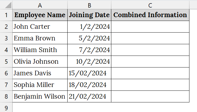 Using the CONCAT Function to Combine Date and Text in Excel