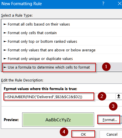 Case-Sensitive Row Highlighting Using FIND Function