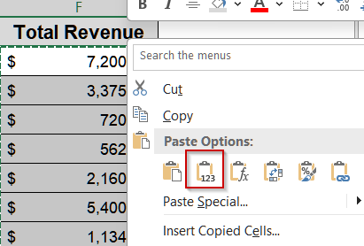 Lock Values Using Paste Special by Converting Formulas to Values