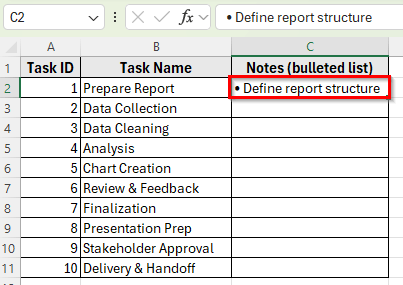 Using the Symbol Option to Insert Bullet Points