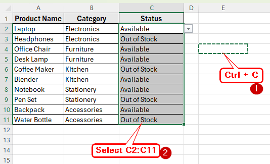 Using Paste Values Option to Remove Drop-Down Arrows