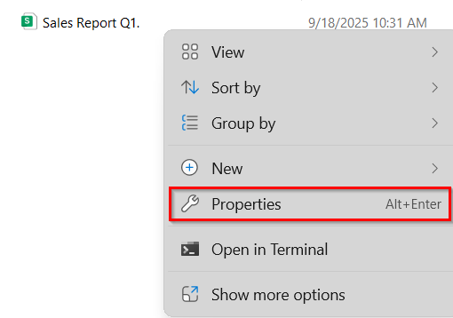Use the File Properties Option to Remove “Last Modified By” Property