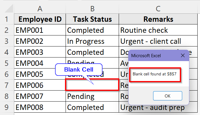 Examples of Exit For Command in Excel