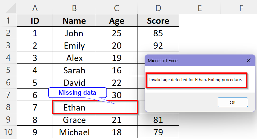 Examples of Exiting a Sub in Excel VBA 