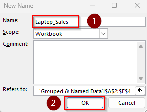 Use the Define Name Feature to Group by Name