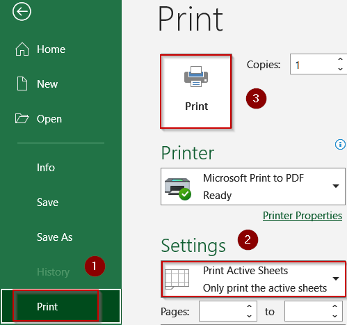 Define Print Area for Each Sheet Manually