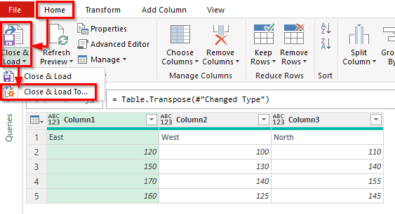 Using Power Query to Transpose a Matrix in Excel