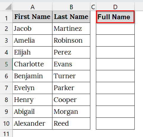 Using the TEXTJOIN Function to Merge Two Columns with a Space