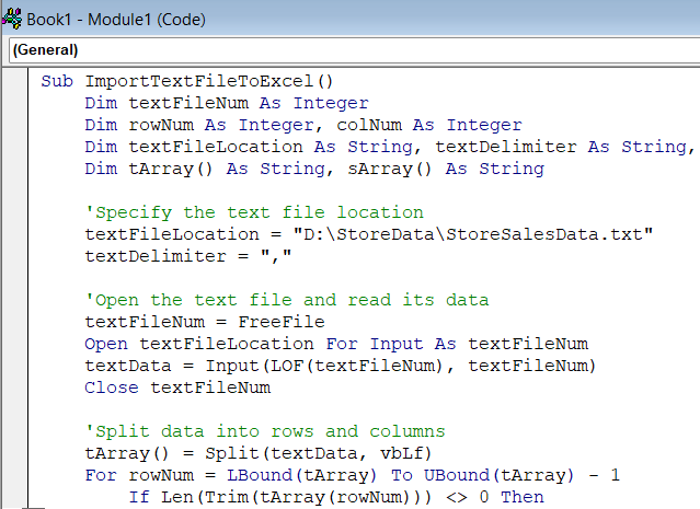 Import Text File to Excel Using VBA from a Specific File Location