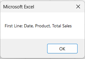 Read First Line of a Text File Using VBA in a MsgBox