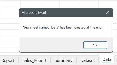 Add a Sheet at a Specific Location in Excel VBA