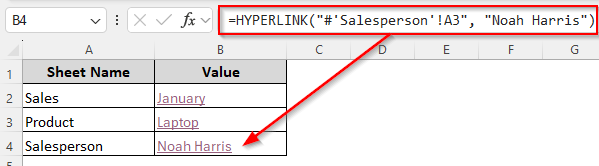 Use the HYPERLINK Function to Link Sheets Based on Cell Value