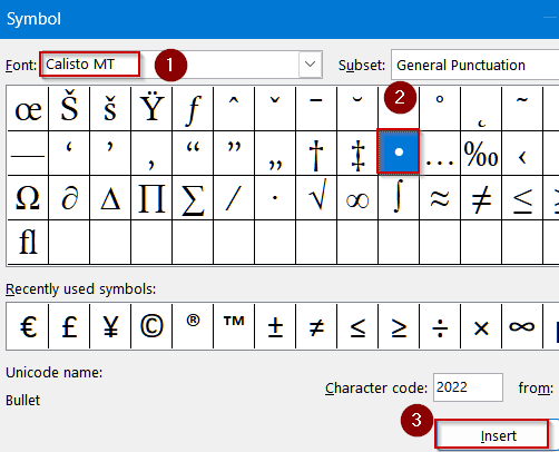 Add Bullet Points in the Text Box Using Excel Symbols