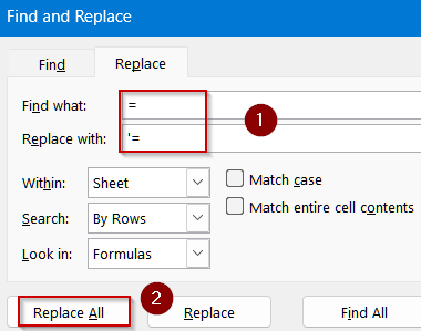 Turning Formulas into Static Text Using Find and Replace Feature