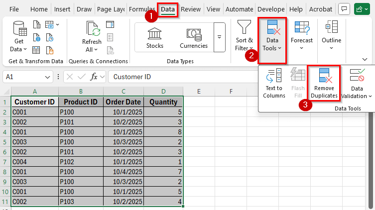 Find and Clean Duplicate Rows Using the Remove Duplicates Tool