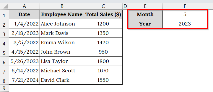 Using the FILTER Function to Filter Dates by Month and Year