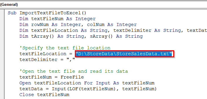 Import Text File to Excel Using VBA from a Specific File Location