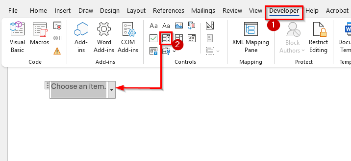 Importing an Excel List into a Word Drop-Down Using VBA