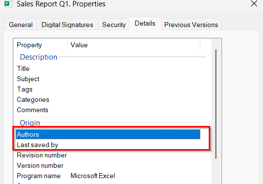 Use the File Properties Option to Remove “Last Modified By” Property