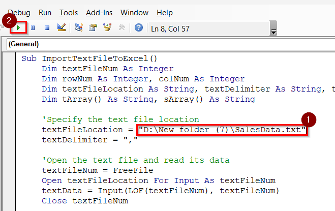 Import Text File to Excel Using VBA from a Specific File Location