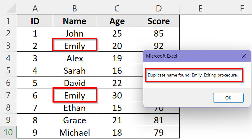 Examples of Exiting a Sub in Excel VBA 