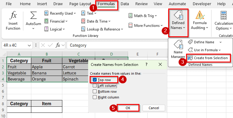 Using Named Ranges and the INDIRECT Function