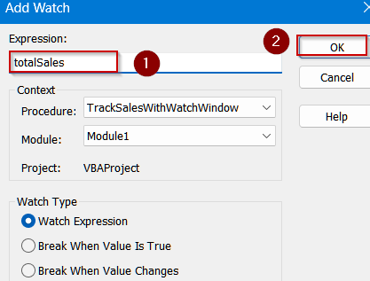 Creating a Watch Window Using VBA