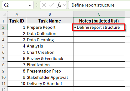 Using Custom Number Formatting to Add Bullet Points