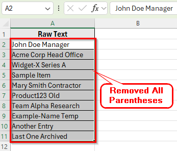 Apply VBA Macro to Remove Parentheses in Excel