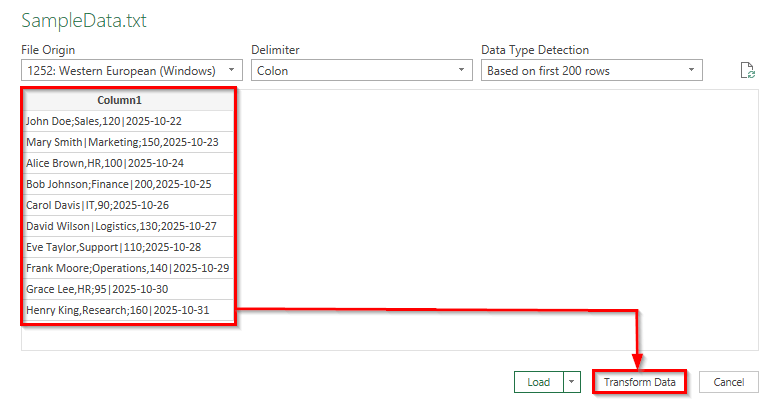 Import Text File with Multiple Delimiters with Power Query