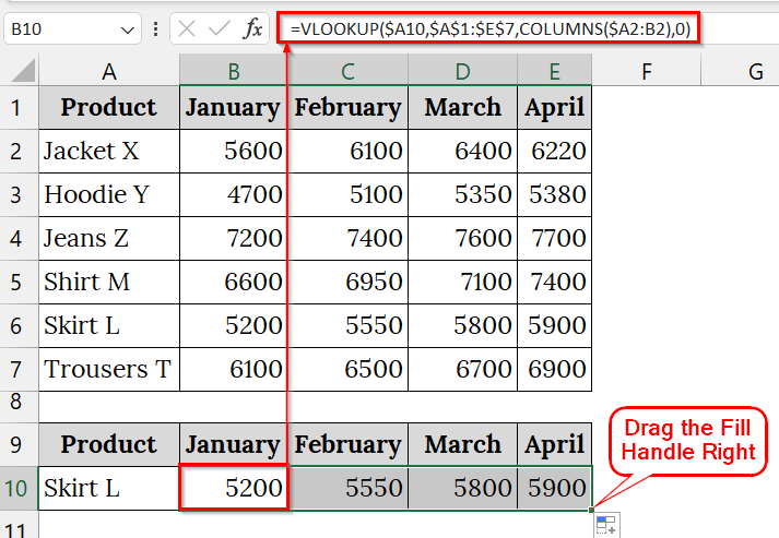 Using the VLOOKUP with the Excel COLUMNS Function