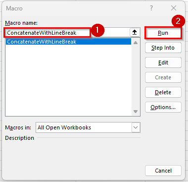 Applying VBA to Concatenate with a Line Break in Excel
