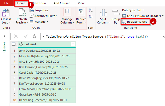 Import Text File with Multiple Delimiters with Power Query