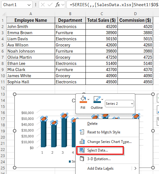 How to Break Links to Other Files in Excel Charts